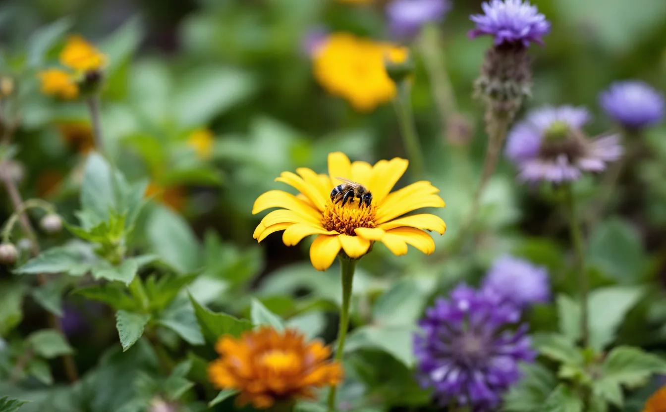 Flowers beside a vegetable bed